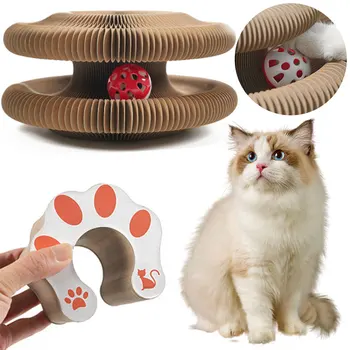 Magic Organ Cat Scratching Board Cat Interactive Toys Foldable Cat Scratching Post Ball Track Cat Grinding Claw Scratching Board 1
