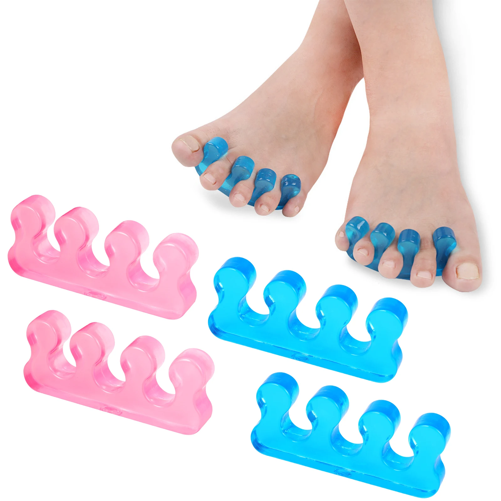 

2 Pairs Gel Toe Separator Bunions Divider Hallux Valgus Corrector Nail Polish Spacer Sports Activities Tools Home Salon