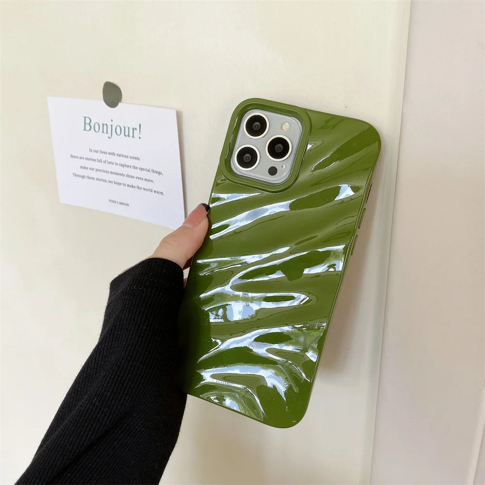 Glossy Solid Color Water Ripple 3D Wave Case