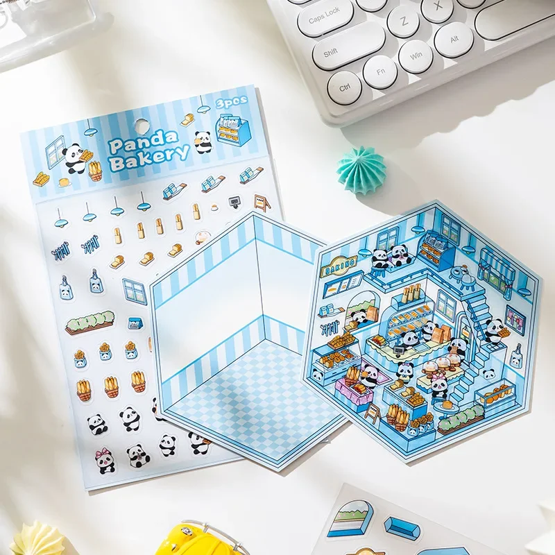 3D  Landscaping Sticker Cross-border DIY Girl Heart Hand Account Collage Cute Cartoon Miniature Hand Account Sticker