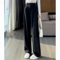2025 Female High Waisted Wide Leg Pants Spring Women Concise Fashion Suit Trousers Lady Chic Korean Designer Solid Color Slacks - Image 4