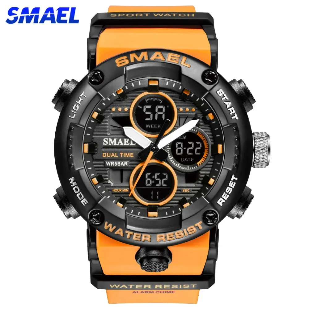 

SMAEL Mens Watches Military 50m Waterproof Sport Stopwatch Alarm LED Digital Watch Men Big Dial Clock For Male Relogio Masculino