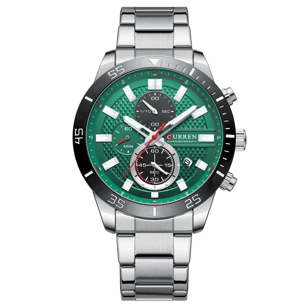 Quartz Watch Men's New Sports Night Glow Waterproof Automatic Calendar Fashion Casual Stainless Steel Strap Timing Watch 8417