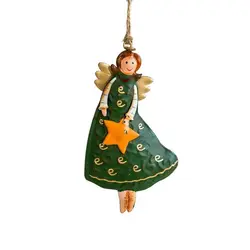 Whimsical Angel Girl Christmas Ornament - Multicolor Wrought Iron Hanging Decor  Gift (1 - B)