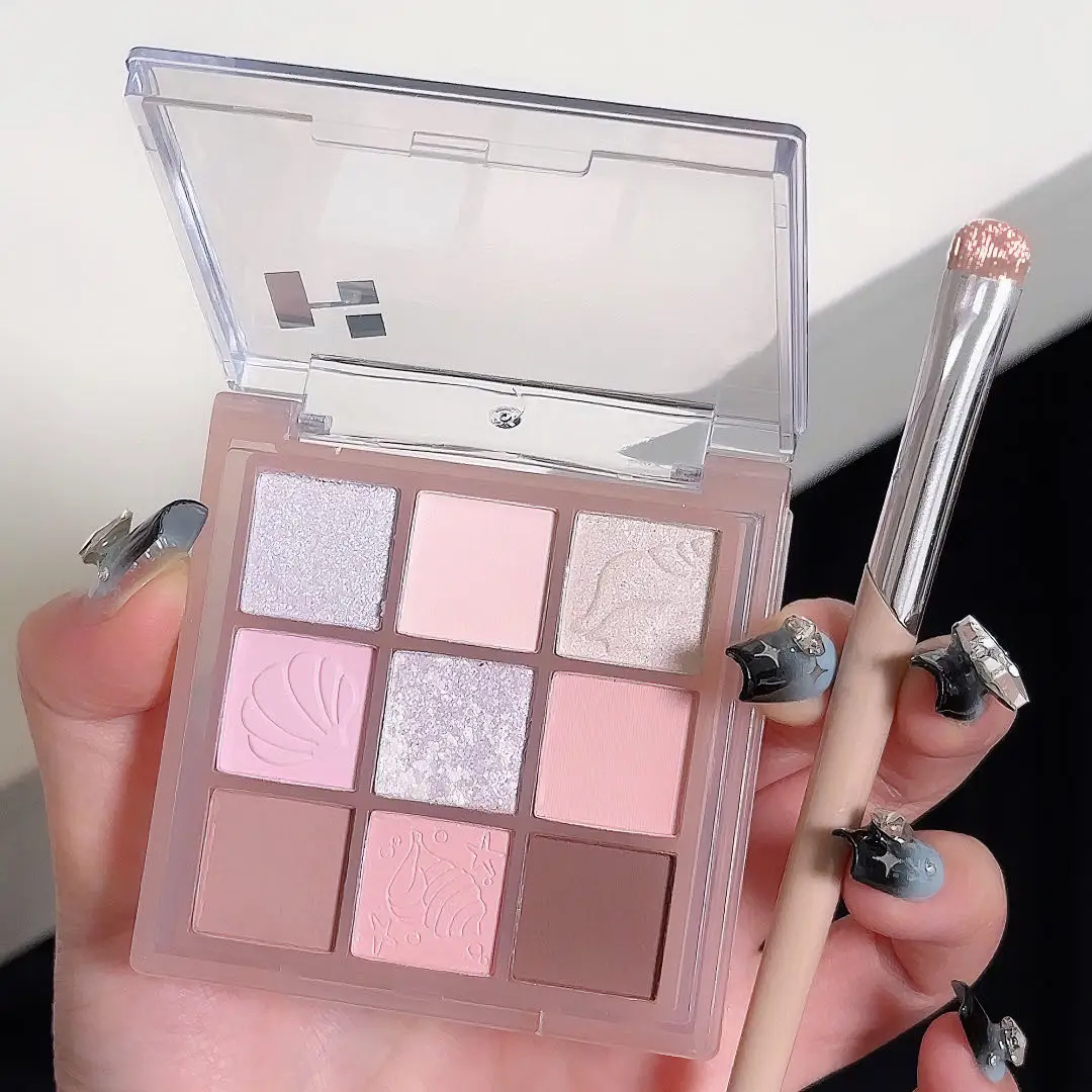DIKALU New Shell Nine Color Eyeshadow Plate Powder Purple Low Saturation Earth Blush High Light Lying Silkworm Brightening Compr 3