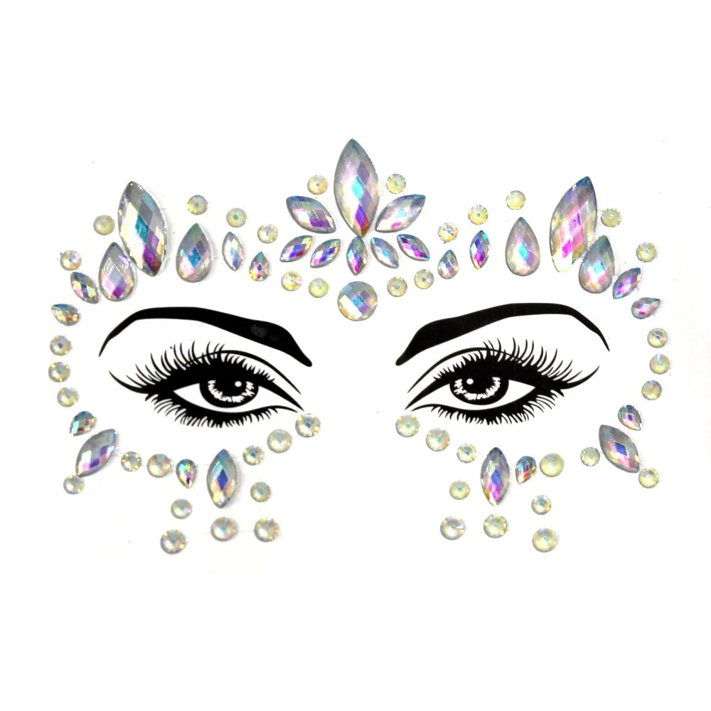 Halloween Face Decoration Tattoo Crystal Diamond Eyebrow Luminous Rhinestone Sticker Masquerade Bar Party Glowing Face Sticker