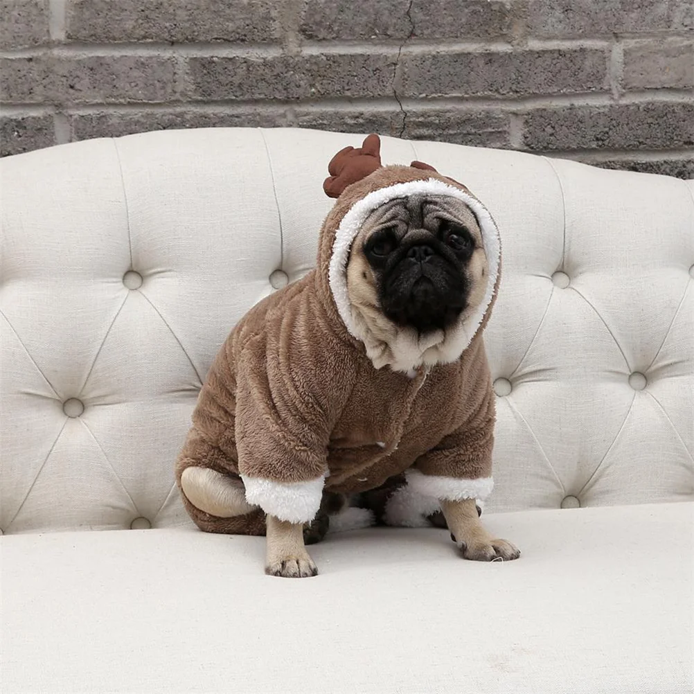 

Hoodies Cartoon Elk Costume Christmas Reindeer Outfit Elk Design Winter Sweatshirt for Small Dogs Cats, Size XS