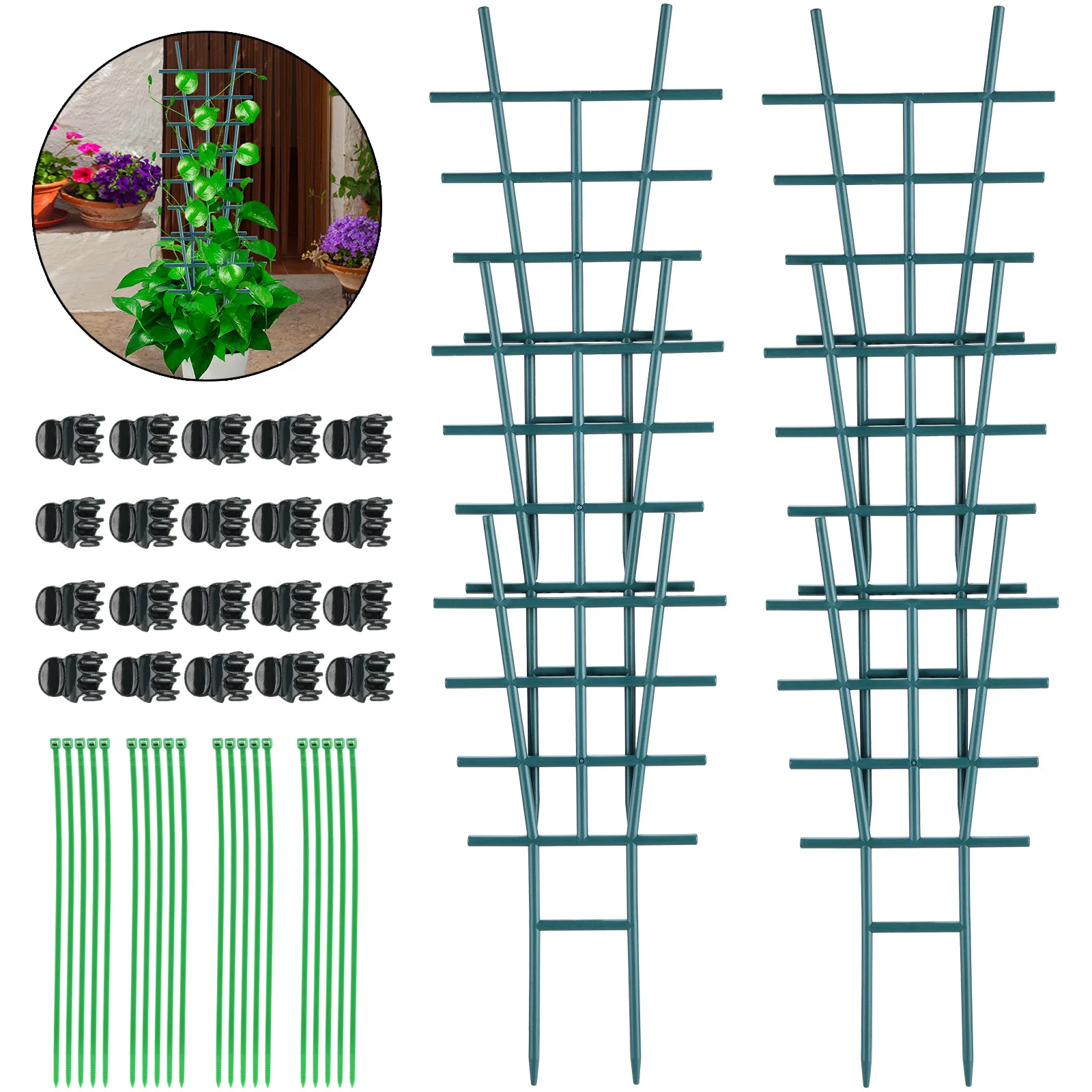 

Support Frame Garden Climbing Trellis 35*18*6cm Green Plastic Coated Steel Flower Vegetables Decorative Potted Plants