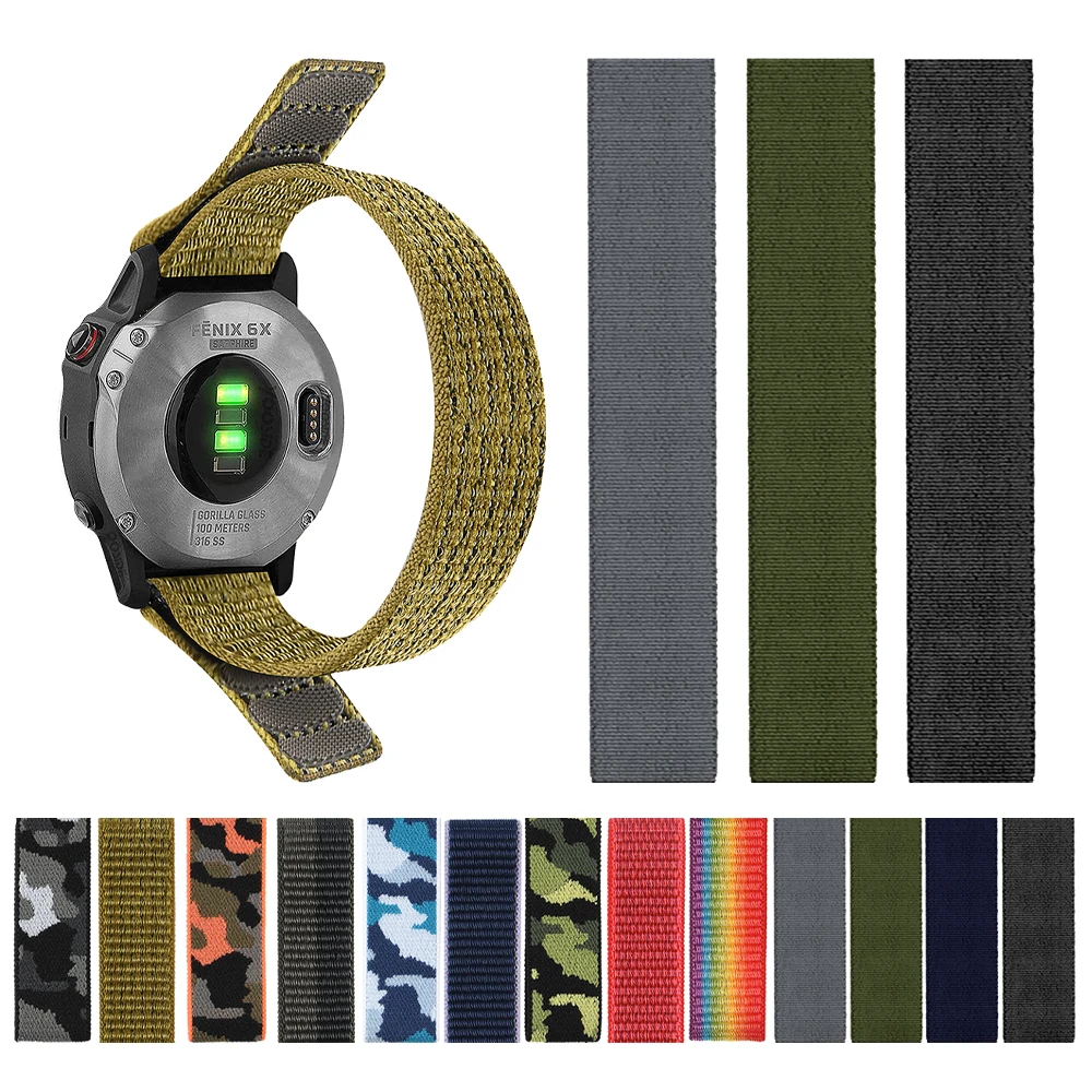 Braided Nylon Loop Watchband Strap, 22-26mm Adjustable, Breathable and Durable