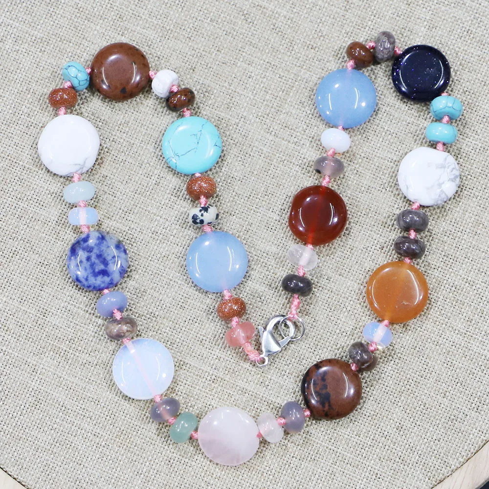 

Good Quality Natural Stone Necklace Abacus Shaped 5x8MM Round Flat Beads 16x6MM Semi-precious Fashion Jewelry Stress Relief Gift