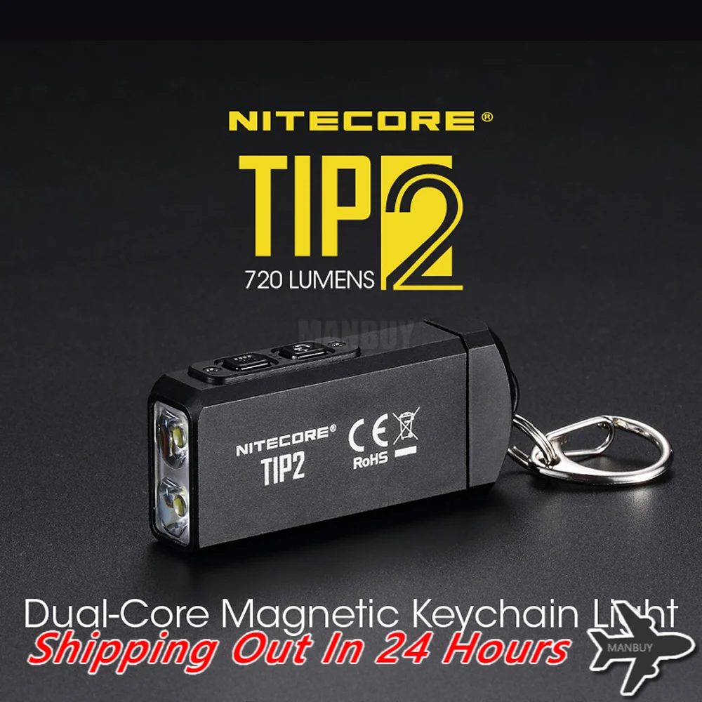nitecore-充電式キーホルダーライト小型懐中電灯720-lms2xクリーバッテリー重量パームサイズtip2卸売