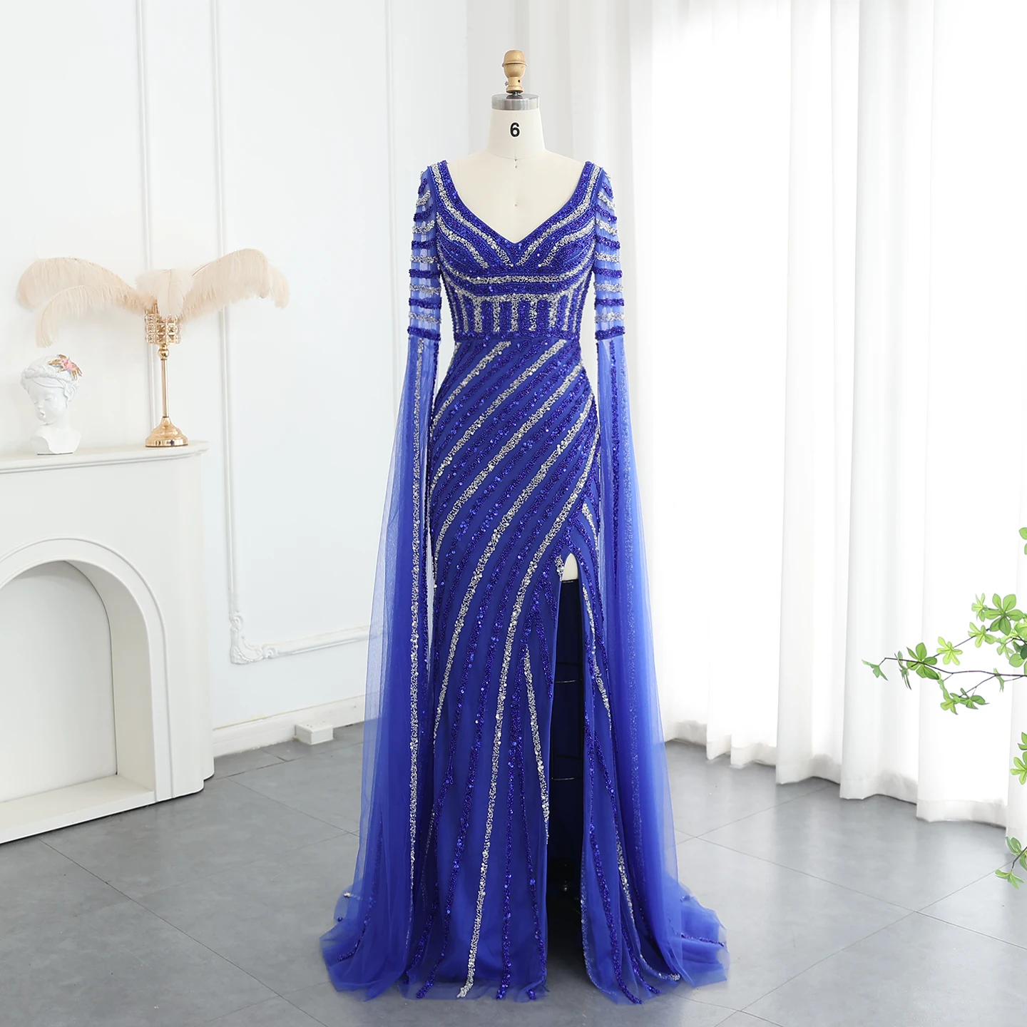 Sharon Said Luxury Dubai Beaded Pink Mermaid Evening Dresses Cape Sleeves  Side Slit Arabic Wedding Party Gowns SS083 Customized - AliExpress 320