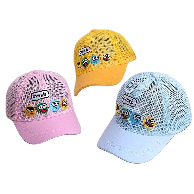 

Doitbest Breathable Children Baseball Cap Mesh Summer Four smiley Kids sun Hats Boys Girls Caps Snapback Hat gorras