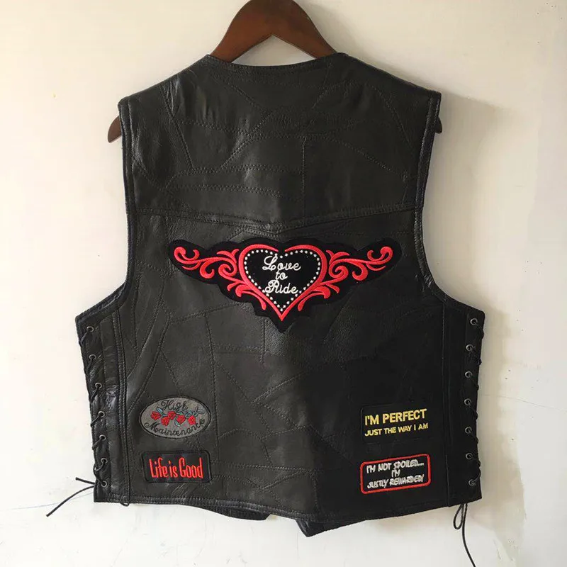Motorcycle Vest Riding Stitching Sheepskin Vest Men's Women's Leather Vest Men Clothing