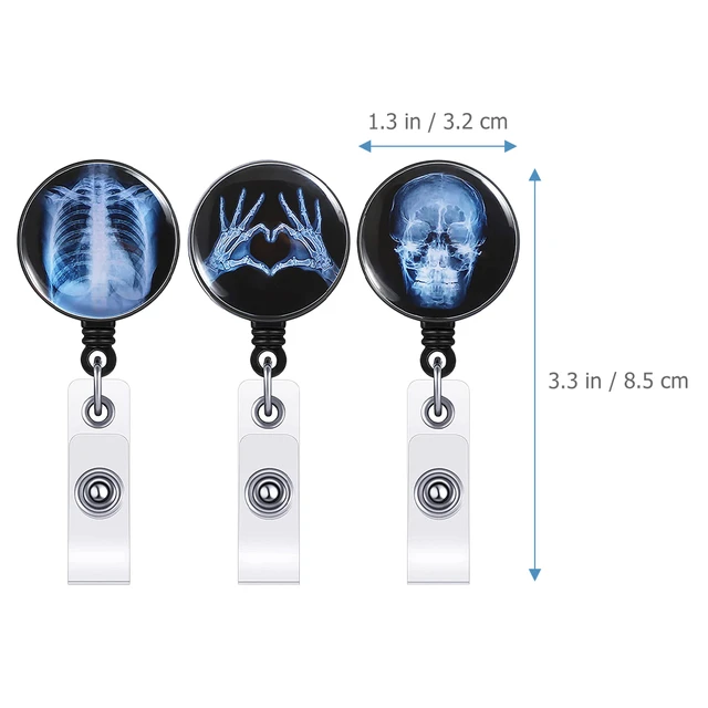 3 Pcs Human Head Nurse Key Card Holder Badge Reels Retractable