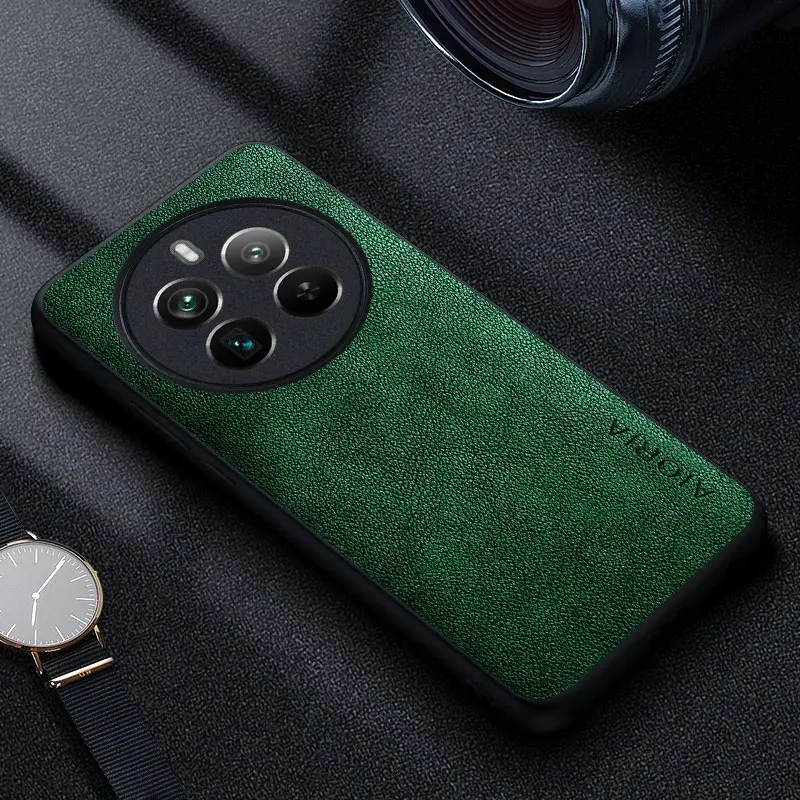 Premium Luxury Leather Business-Style Solid Color Phone Case