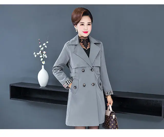 long black puffer Middle-age Elderly Spring Autumn Coat 2022 New Women Autumn Mid-length Trench Coat Women Loose Plus Size 5XL Windbreaker Jacket down coats & jackets