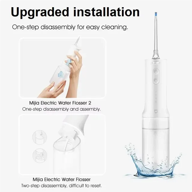 NEW XIAOMI Mijia Oral Irrigator 2, Portable Electric Water Flosser 200ml Type-C Charge 3 Modes for Teeth/Gum Cleaning 2 Nozzles 5