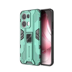 Car Magnetic Holder Shockproof Armor Kickstand Case - Hard PC Back Cover for Reno13 Pro 5G (CYS-Green)