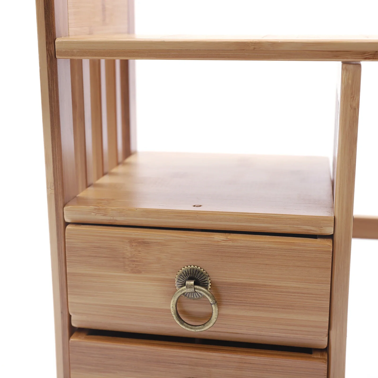 NEW Bamboo Desk Bookshelf Small Expandable Desktop Organizer Table Top Bookcase 6