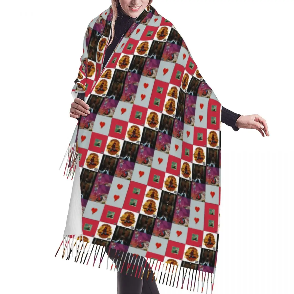 

Popular Rapper Kanye West Meme Scarf Wrap Women Long Winter Fall Warm Tassel Shawl Unisex Fashion Versatile Scarves