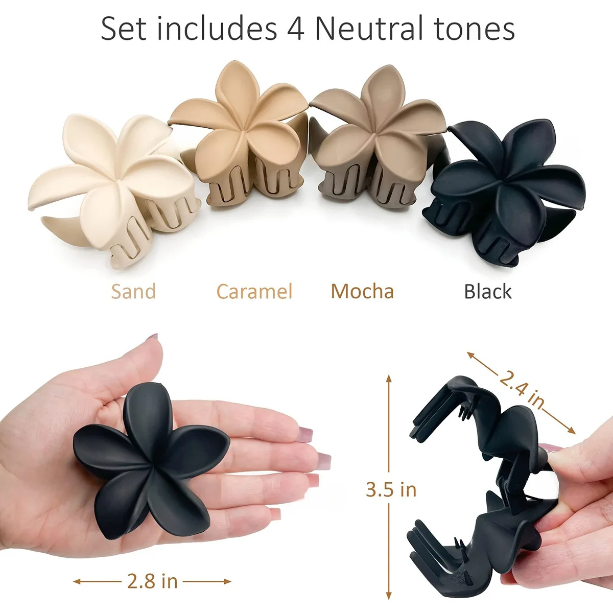 Große Blume Klaue Clips Für Frauen Mode Haar Klaue Haar Klemmen Mädchen Matte Haarnadeln Süße Kopfbedeckung Haarspange Haar Zubehör – Detail 4