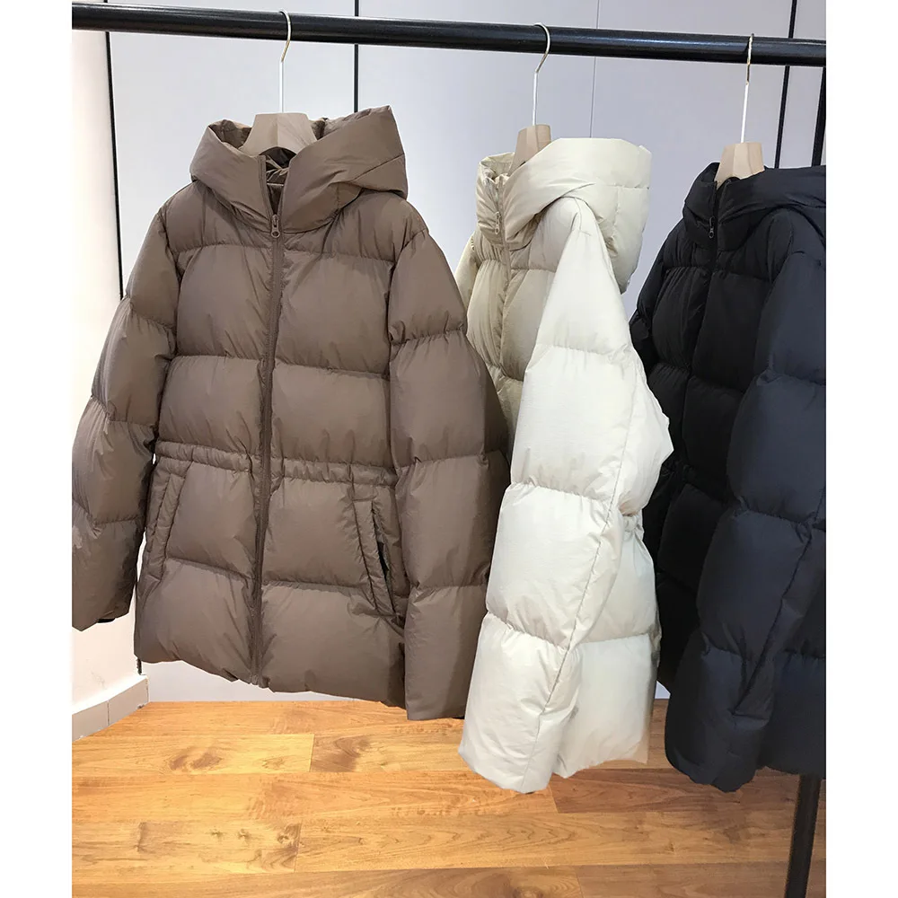 

Cost-effective, soft and thick 90% white goose down waist short hooded goose down jacket