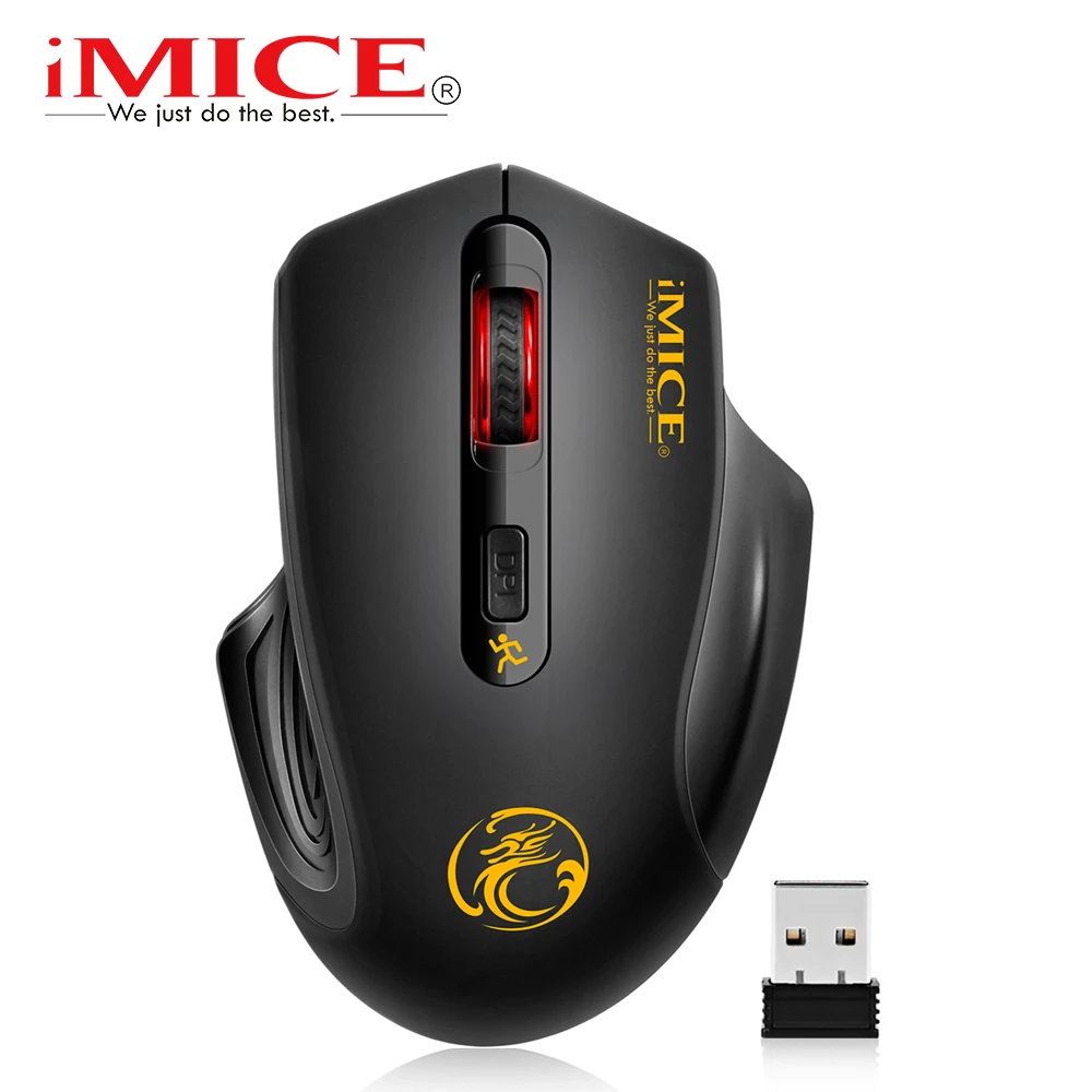 Mouse sem fio Imice. Ergonômico, com 4 botões, 2000dpi, 2.4g, sensor USB. Para computador e laptop.
