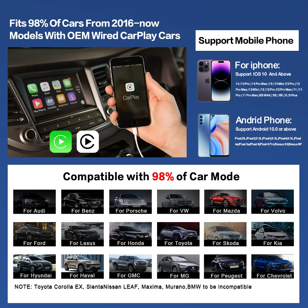 Android Auto Apple Car Play Carplay AI BOX Wireless Carplay Tv Box Android11 For VW Spacefox CC Golf R Fox GTI  Polo T‑Roc ID.3