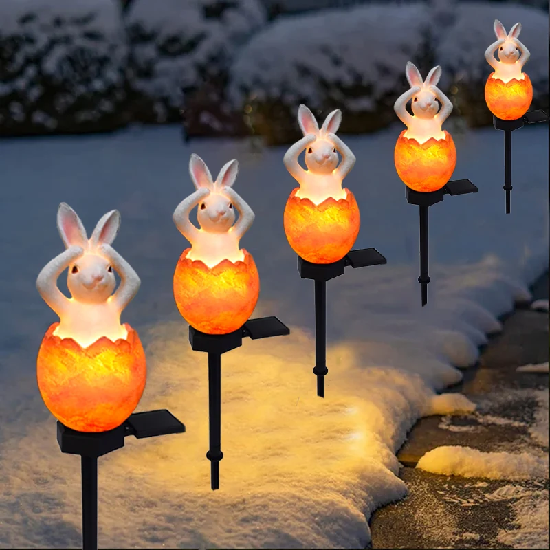 

Led Solar Easter Rabbit Lamp Outdoor Waterproof Garden Lights Smart Light Sense Llighting Statue for Patio Yard Pathway Walkway