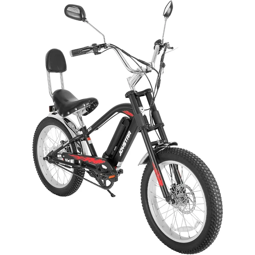 

20" Electric Bike, Motorcycle Ebike with 250W Brushless Motor, 20"x3.0" Fat Tire Cruiser E-Bike for Adults