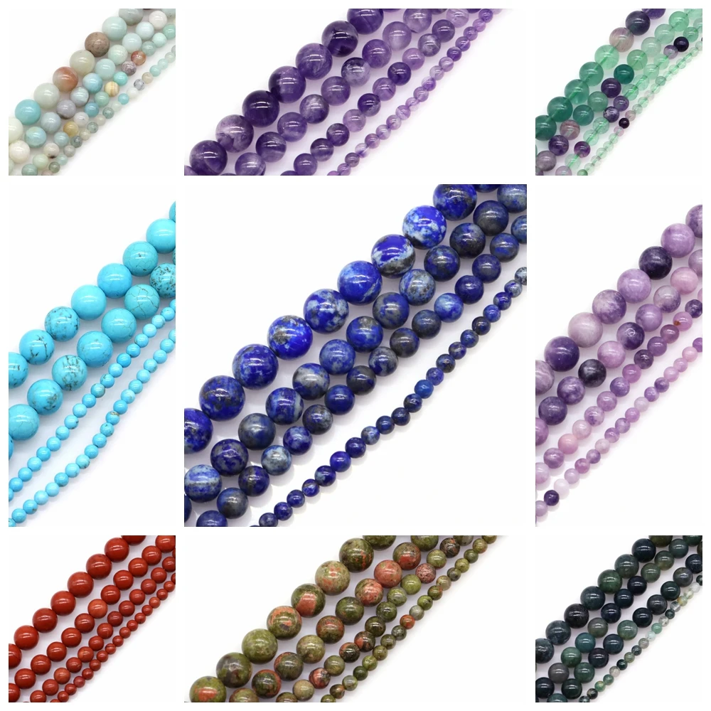 Natural Stone Rose Quartz Amazonite Amethyst Beads Round Loose Spacer Beads For Jewelry Making 4/6/8/10mm DIY Necklace Bracelets loose beads beads jewelry bead jewelry making loose spacer beads loose gemstone beads quartz beads