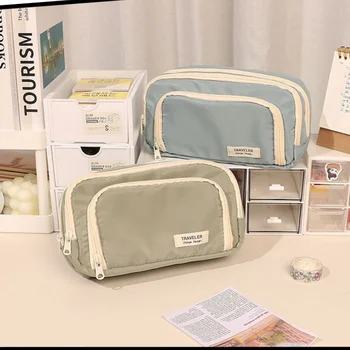 Multi-layer Pencil Case Simple Multi-purpose Student Stationery Box Large-capacity Makeup Storage Bag Organizer Stationery Cases 2
