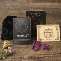 Engraved Rune Dice Set with Rune Guide Book 3Pcs Runic Dice Tarot Bag Writing Paper Divination Dice Kits Acrylic Nordic Dice 1