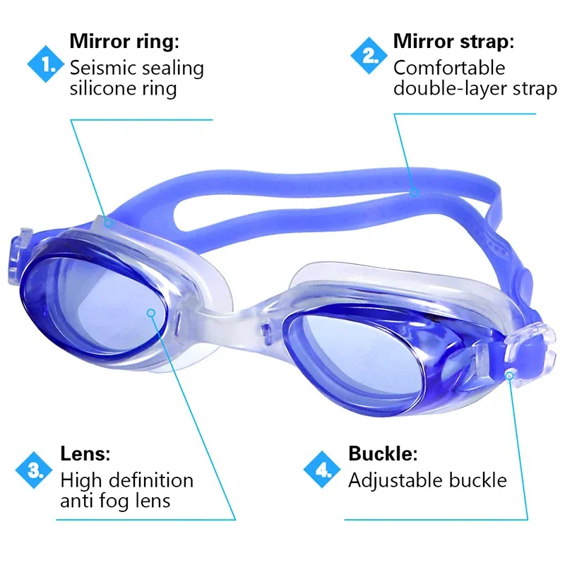 1Pc Transparent Swimming Goggles Waterproof Adult Children Anti-fog Summer Swim Eyewear Goggles with Box Adjustable Elasticity