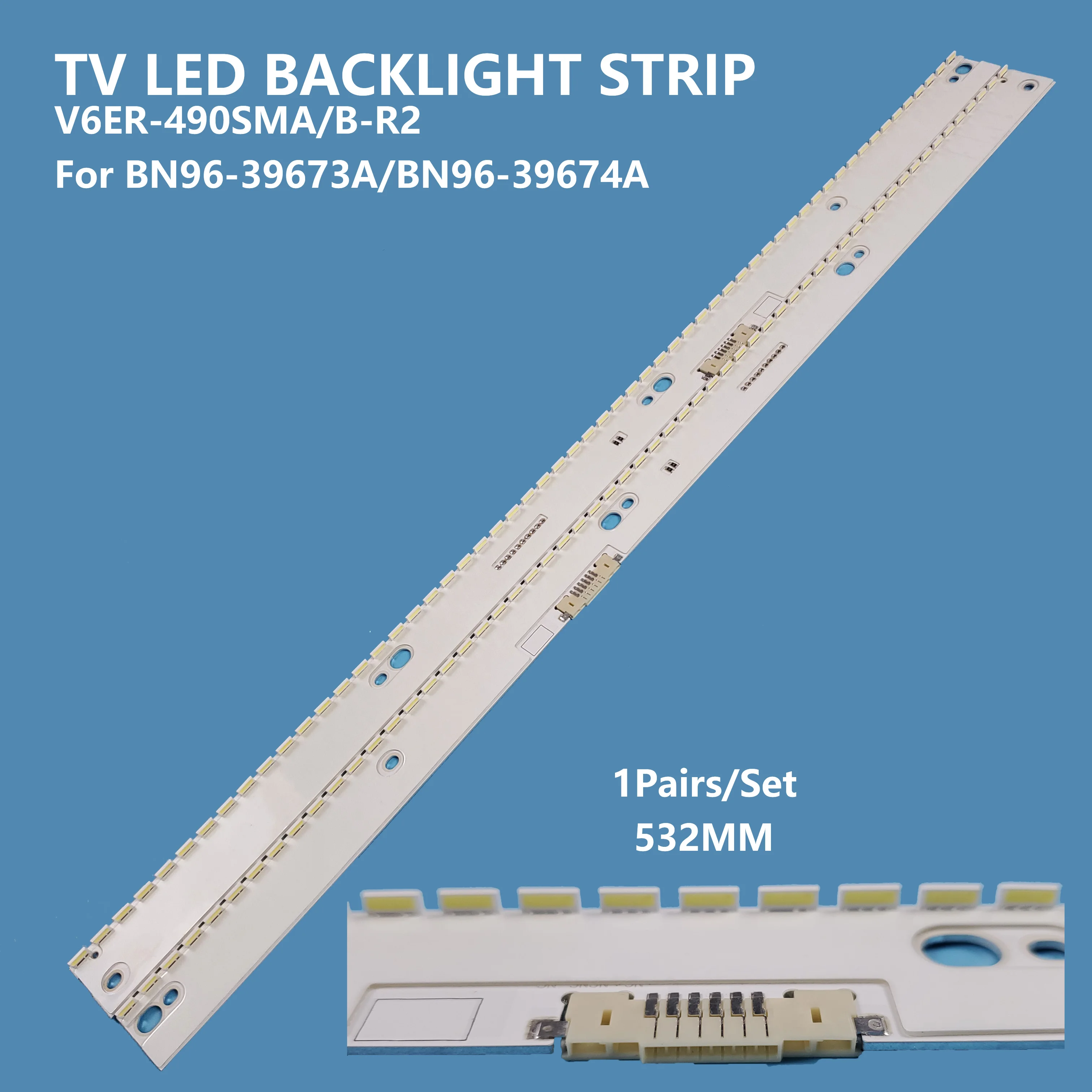2Pcs/set LED Backlight Strip V6ER_490SMA/SMB_58LED_R2 BN96-39673A/39674A Bar Light for Samsung 49inch TV Accessories Repair 2pcs new led backlight strip for samsung ue58nu7100 ue58ru7100 un58nu7100 ua58nu7100 lm41 00632a bn96 46866a jl e580m2330 408bs