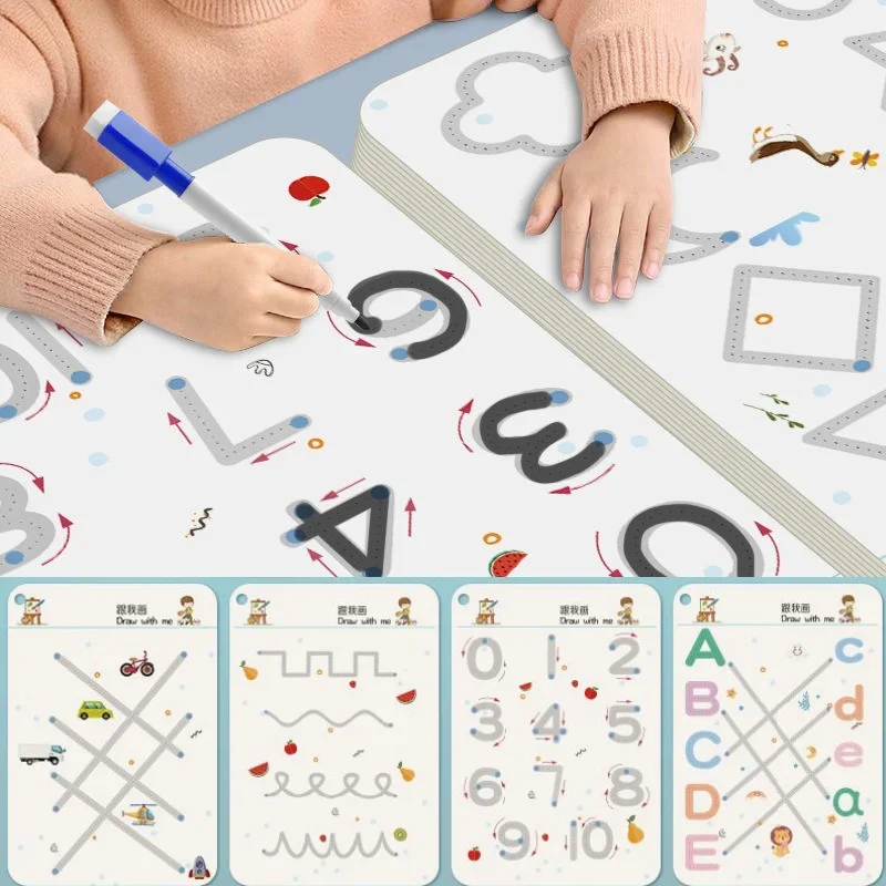 Montessori Tracing & Drawing Reusable Workbook for Kids - Educational ...
