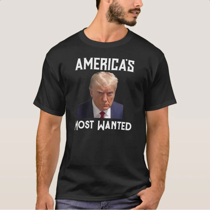 

America's Most Wanted Trump Mug Shot T-Shirt 100% Cotton O-Neck Summer Short Sleeve Casual Mens T-shirt Size S-3XL