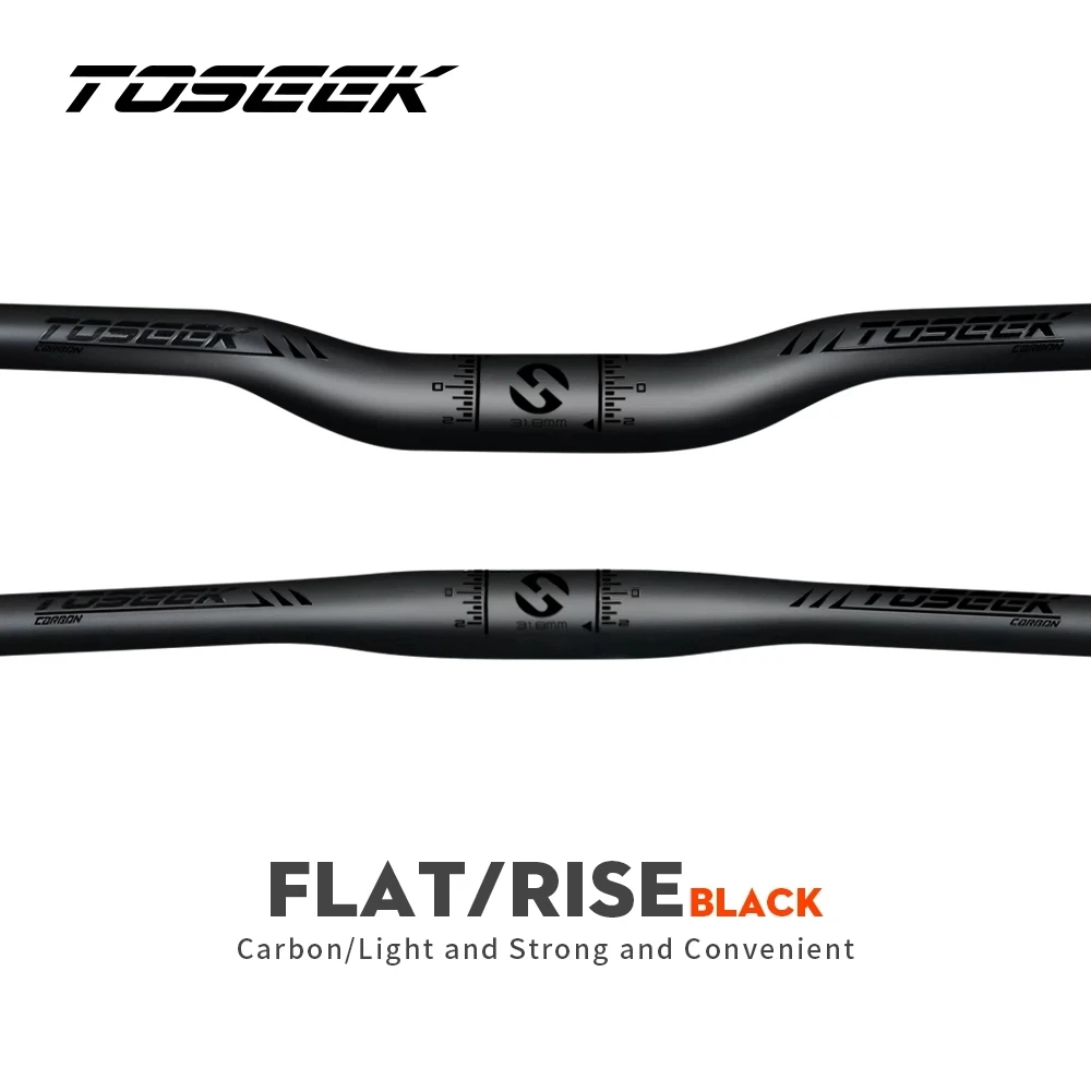 

TOSEEK Bike MTB Handlebar Rise or Flat Bars Bike Parts Black Matte Black Carbon Fiber Bicycle Handlebars For Stem 31.8mm