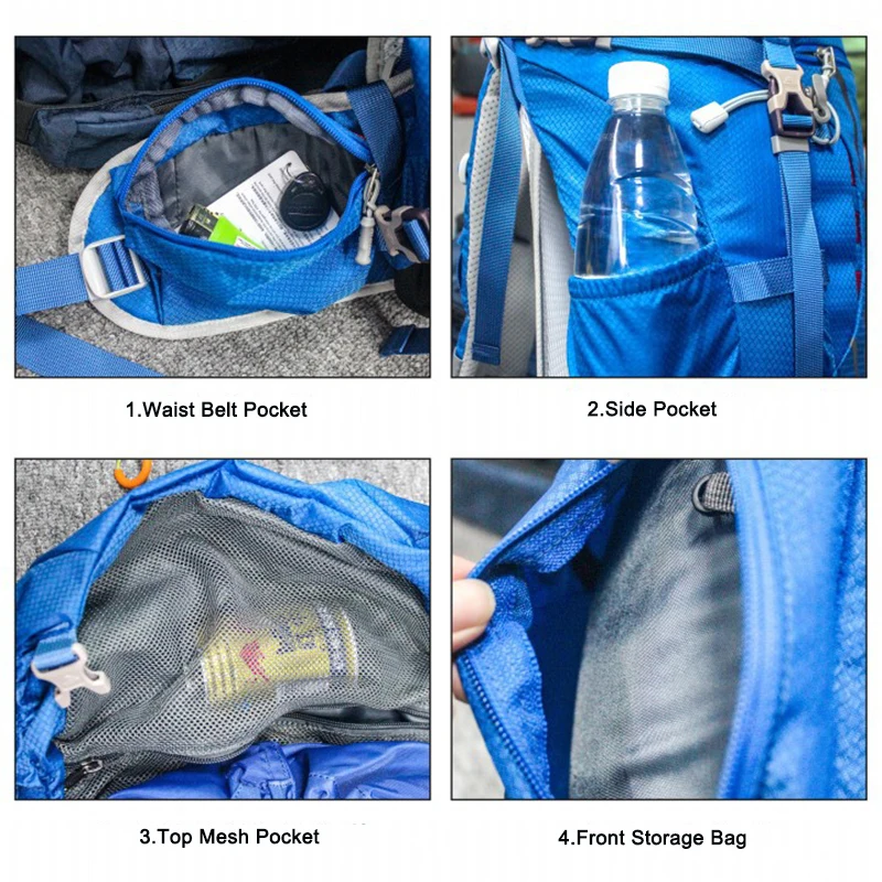 40 Liters Ultralight Mountaineer Backpack Large Capacity Hiking Camping Daypack Molle Trekking Bag for Climbing Sports Outdoor 5