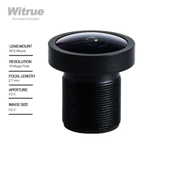 Witrue 스포츠 액션 카메라용 저왜곡 어안 CCTV 렌즈, 2.7mm M12 마운트, 1/2.3 인치 F2.5, 4K 16MP