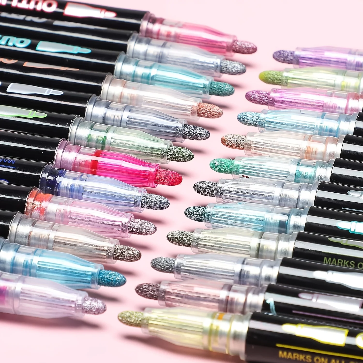 Double Line Outline Pens, Self-Outline Metallic Markers Glitter Writing Drawing Pens For Christmas Card Writing, DIY Art Crafts, 3