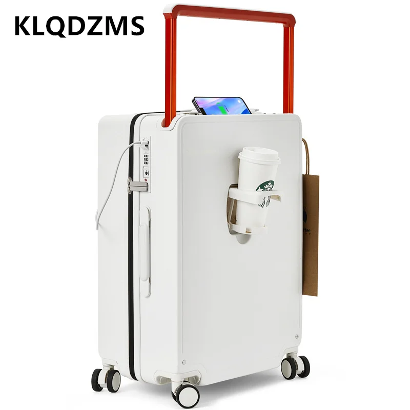 

Чемодан на колесиках KLQDZMS, женский многофункциональный, мощный, 20 дюймов, 24 дюйма, 26 дюймов, с USB-зарядкой, яркий чемодан на колесиках