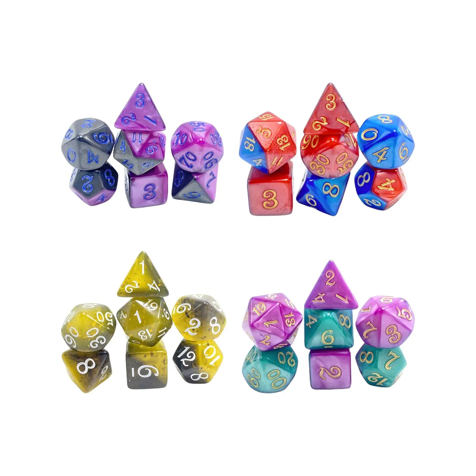 

7 шт., многогранные игральные кости D4 и D6 D8 D10 D12 D20