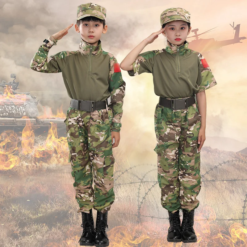 Camouflage Clothing Children Kid Boy Girl Tracksuit Military Uniforms Outdoor Camping Camouflage Suit Hunting Fitness Training