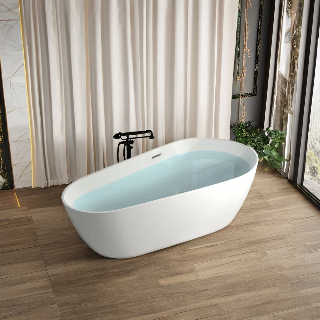 Hotel Project Bathtub Wholesale Indoor White Acrylic Freestanding Backyard Most Comfortable Minimalist Hot Tub With Overflow 4
