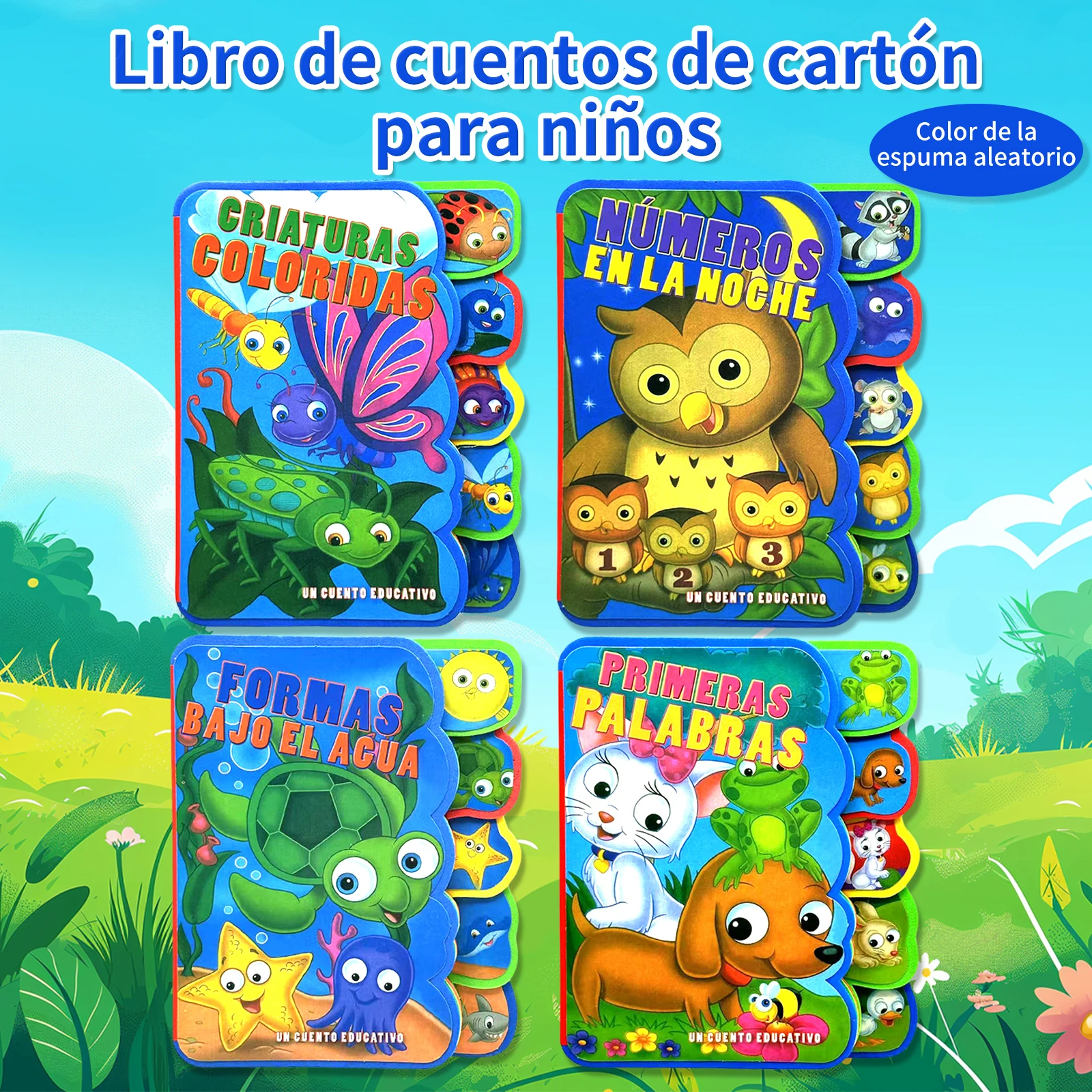 Spanish Children's Cardboard Picture Story Book Animals/Insects Educational Preschool Learning Book Stimulates Kid's Interets