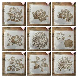 9Pcs/Set 13x14cm Flowers Daisy Rose Lip DIY Layering Stencils Painting Scrapbook Coloring Embossing Album Decorative Template