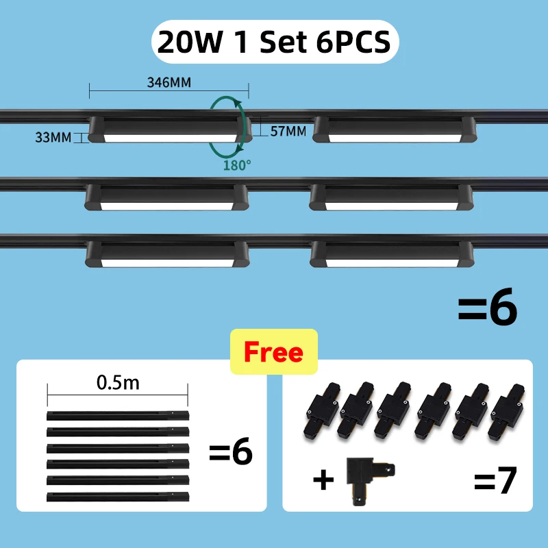 Black 20w 1set 6pcs