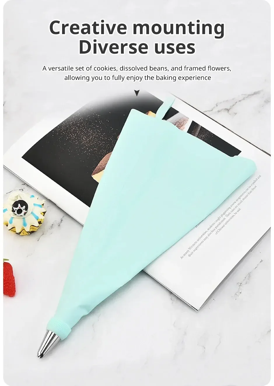 Description Picture 6 of itemNew 15PCS Stainless Steel Baking Icing Nozzle Set Plastic Scraper Flower Bag Cream Spatula Household Baking Tools